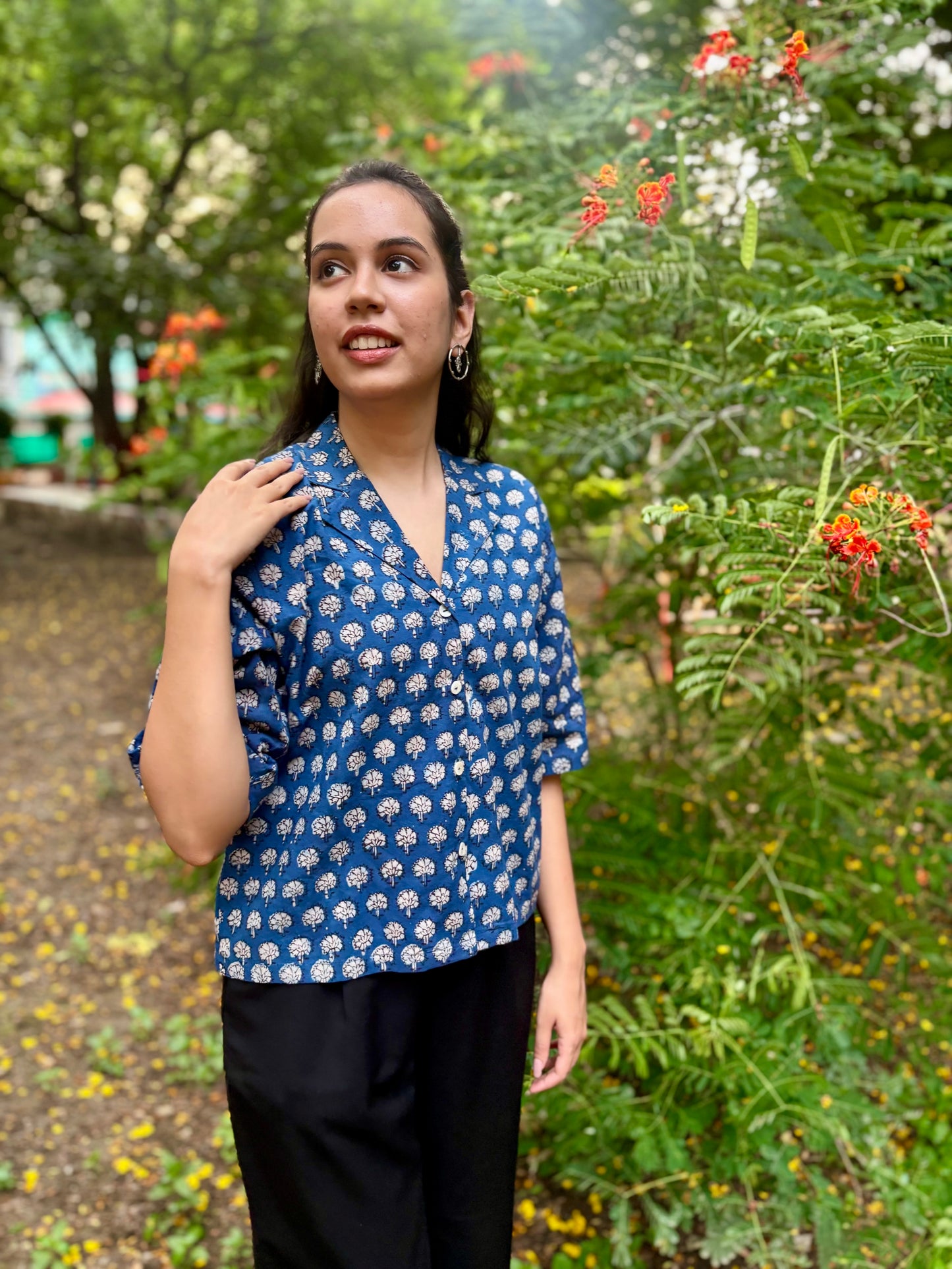 Indigo Block Print Shirt