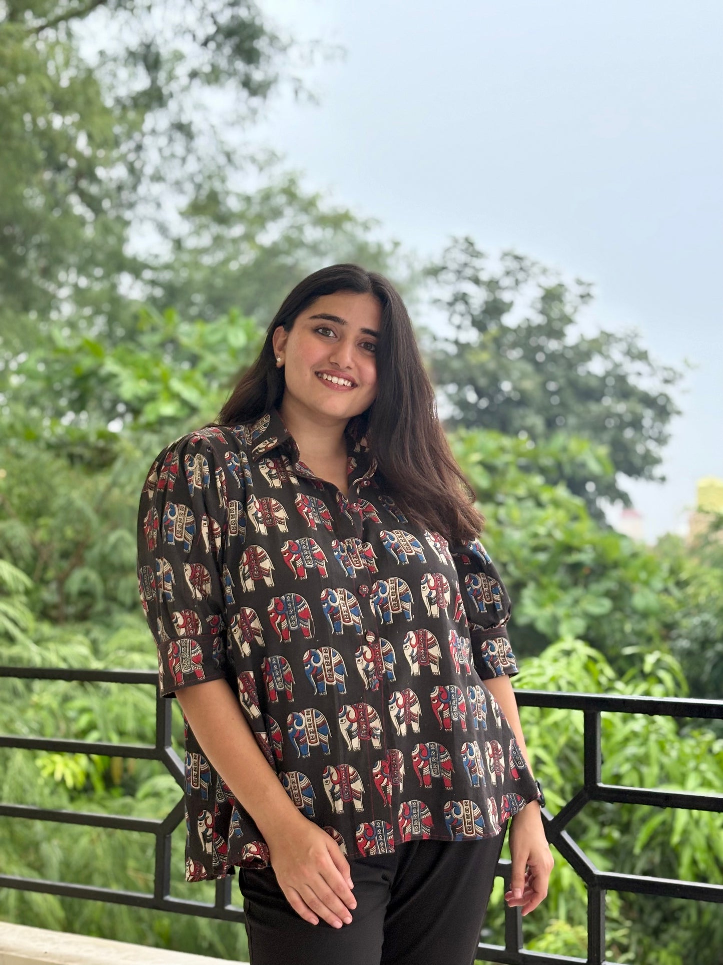 Kalamkari Elephant Print Shirt