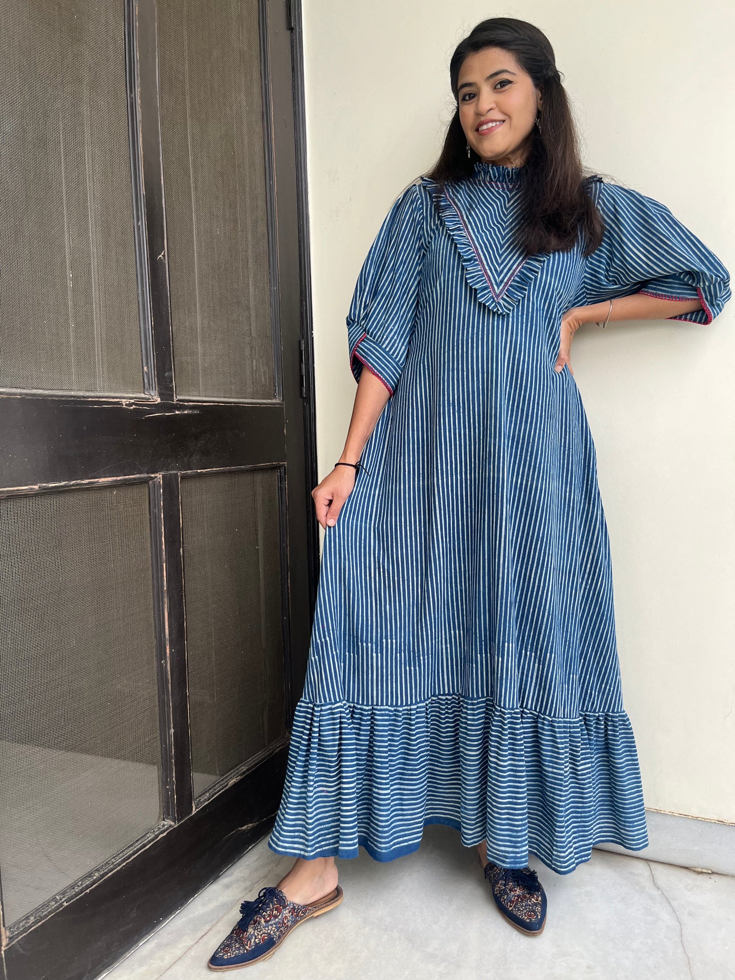 Indigo Striped Veda Dress
