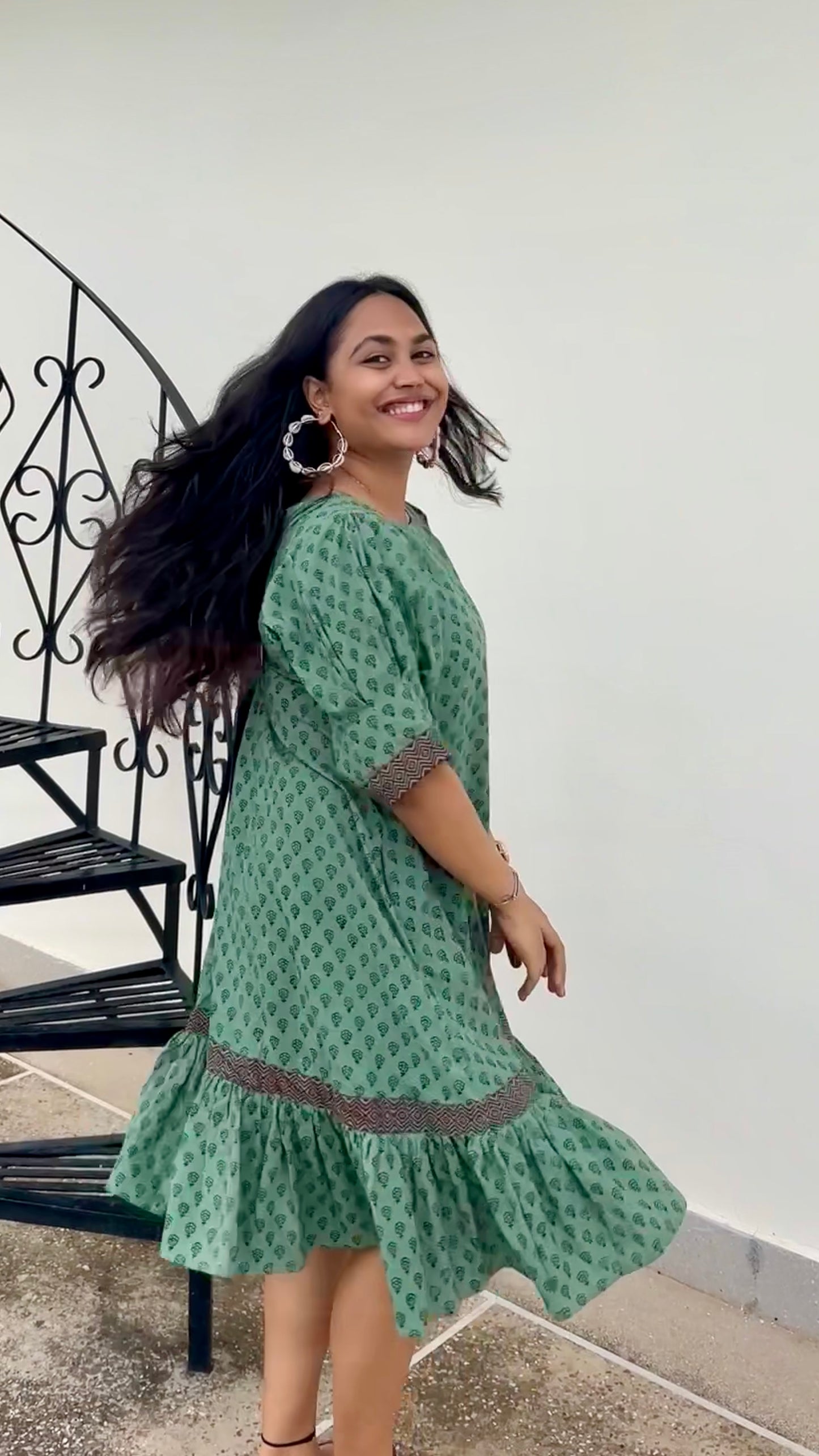 Earthy Elegance Block Print Dress