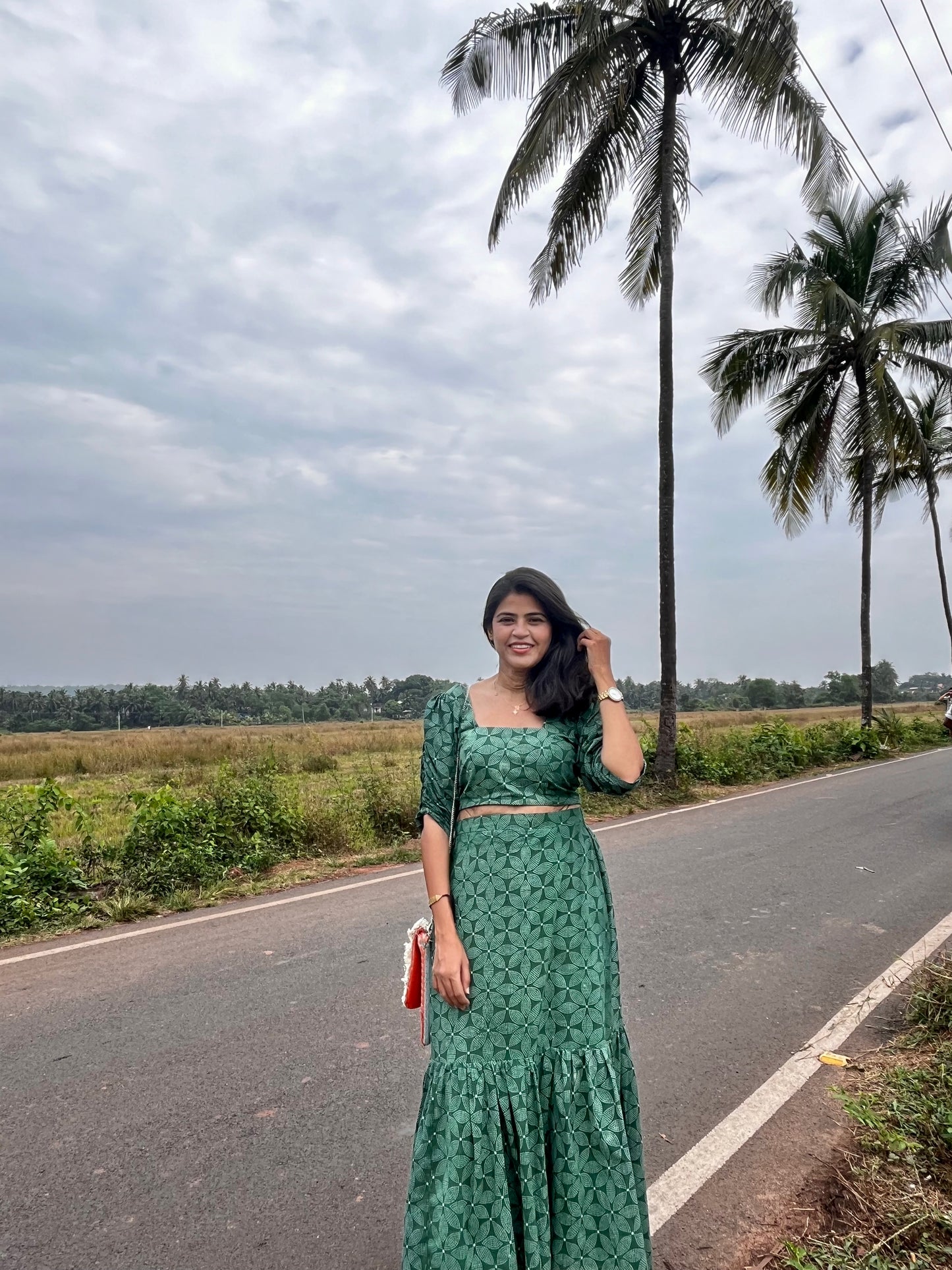 Dark Green Skirt Set