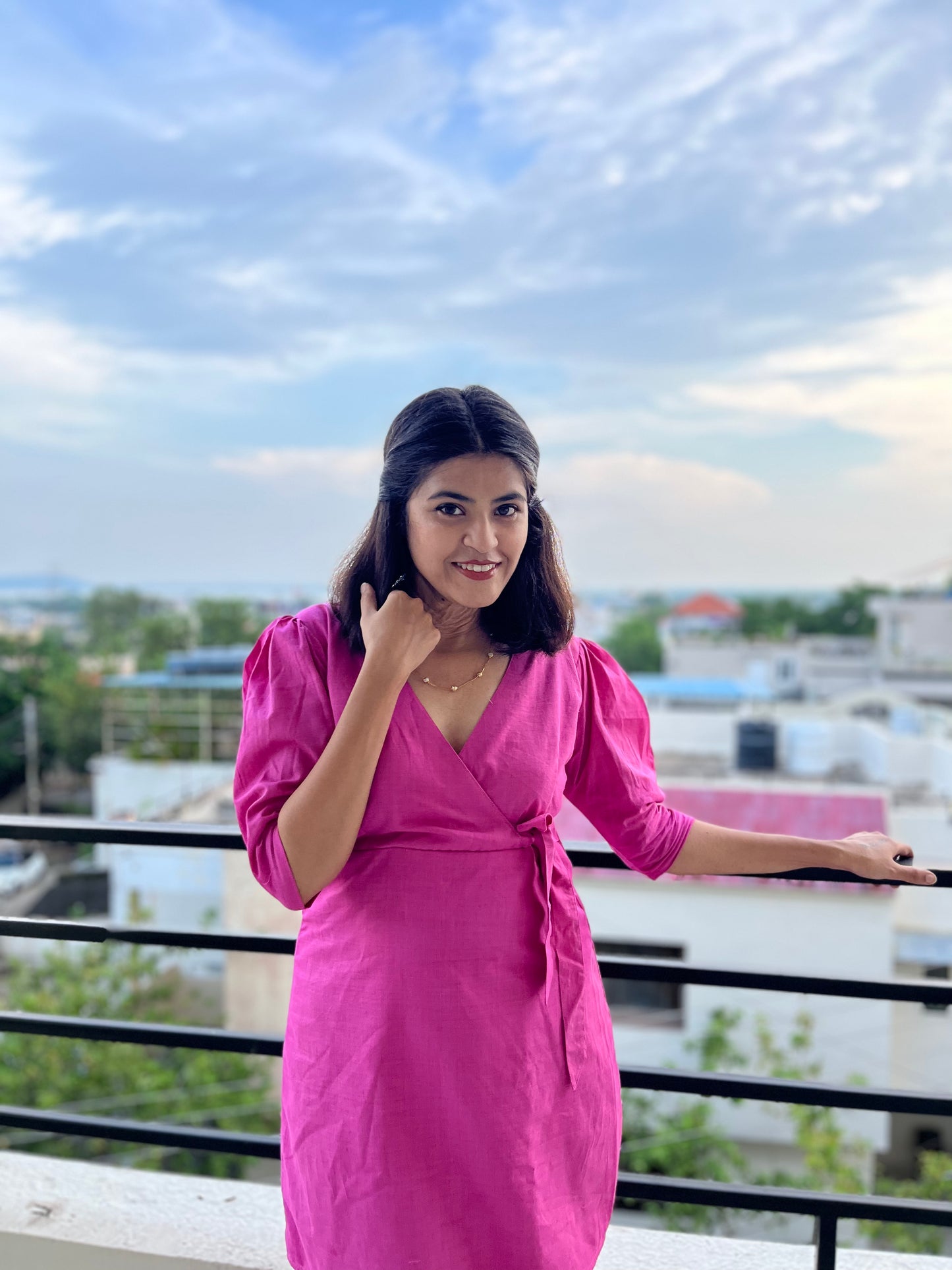 Pink Handloom Cotton Khadi Co-ord Set