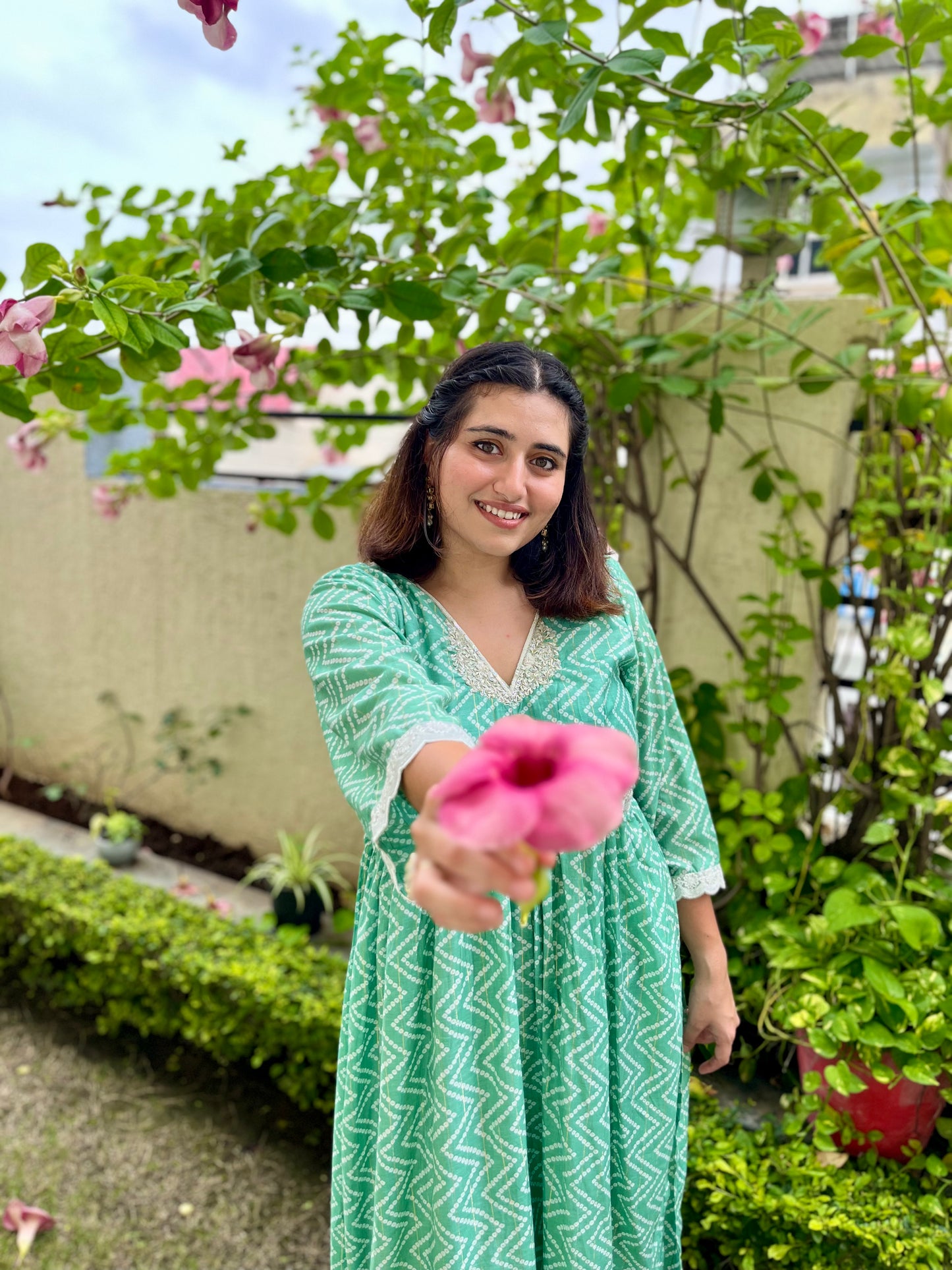 Minty Bandhani Kurta Set