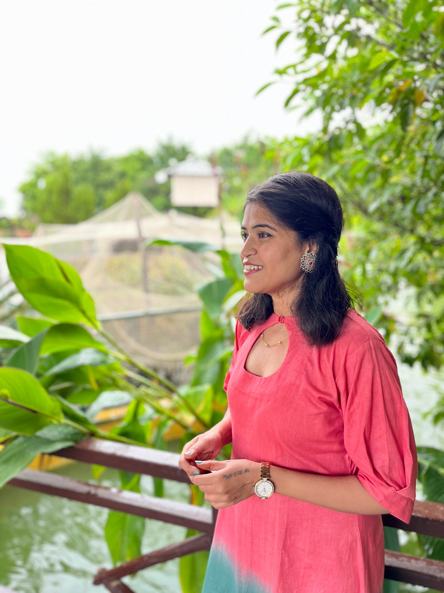 Coral Teal Blossom Dress