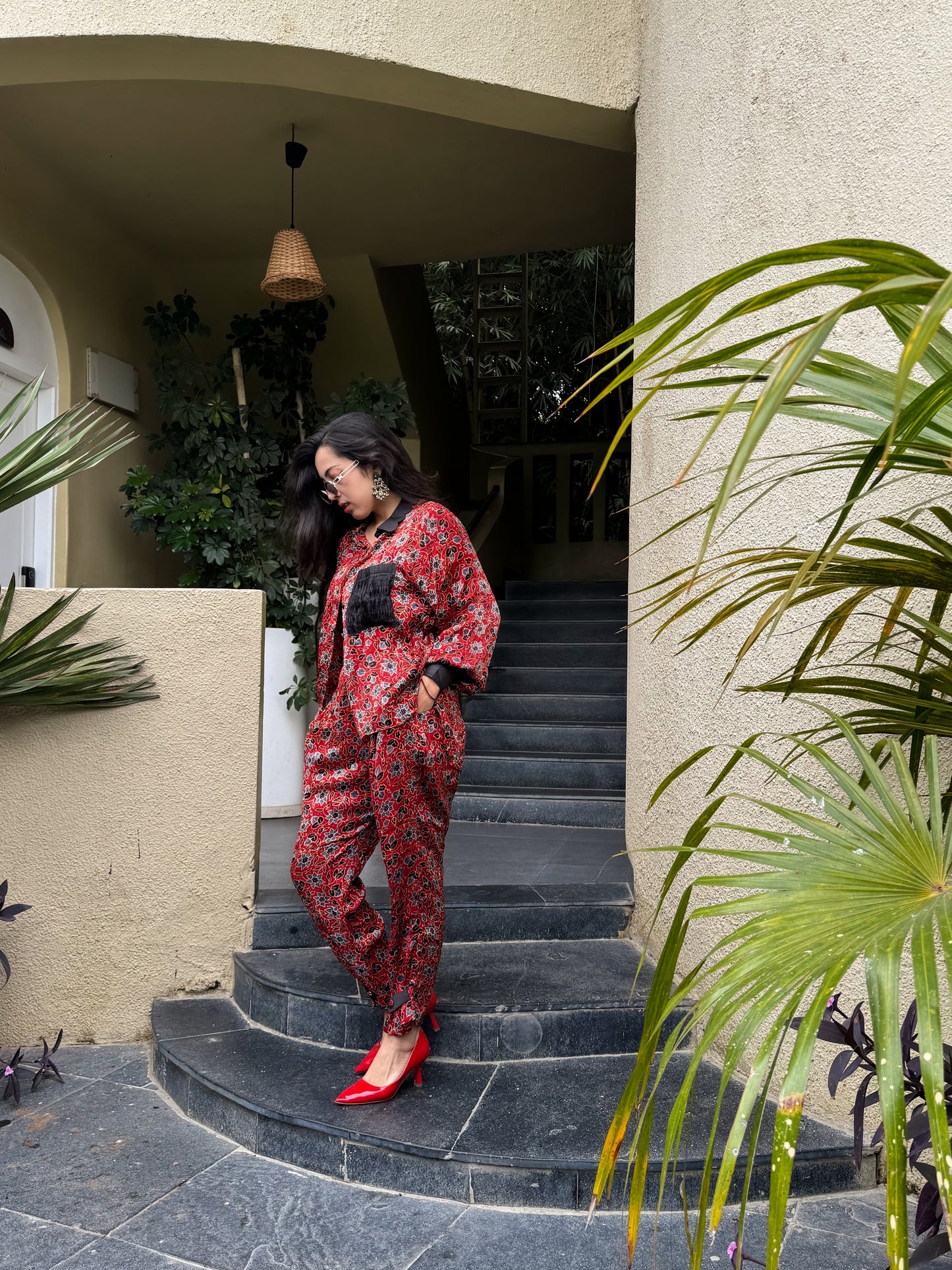 Dark Red Modal Ajrakh Co-ord