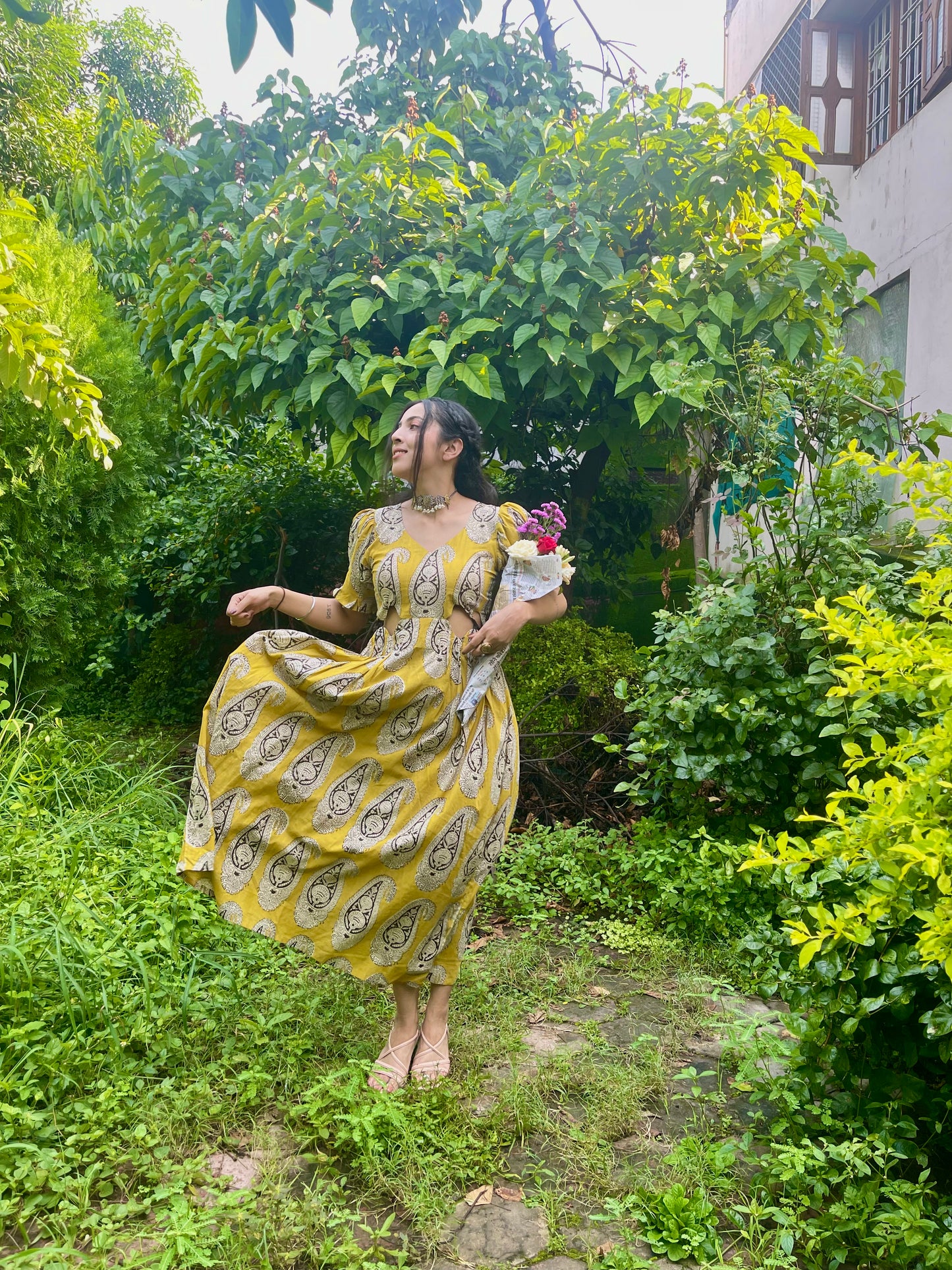 Handblock Printed Paisley Dress