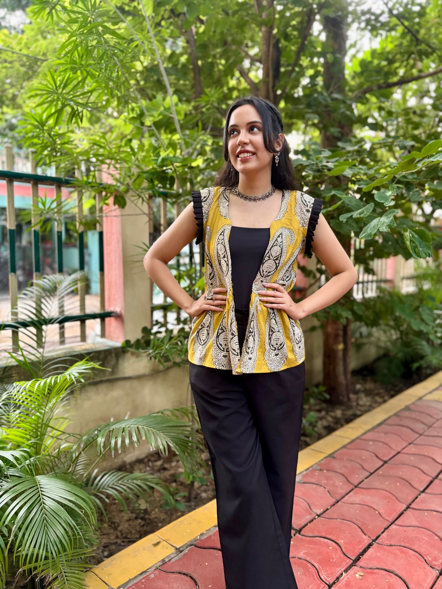Yellow Paisley Print Top