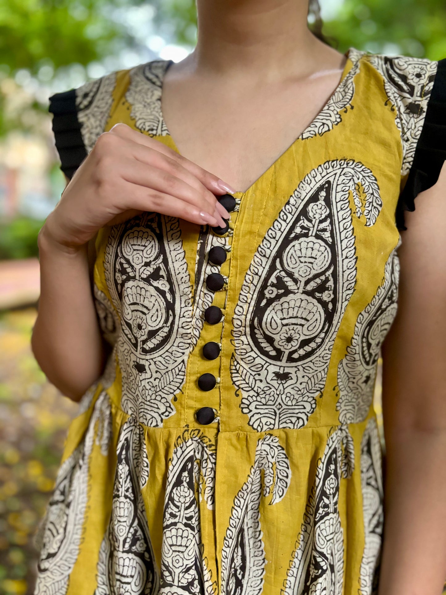 Yellow Paisley Print Top