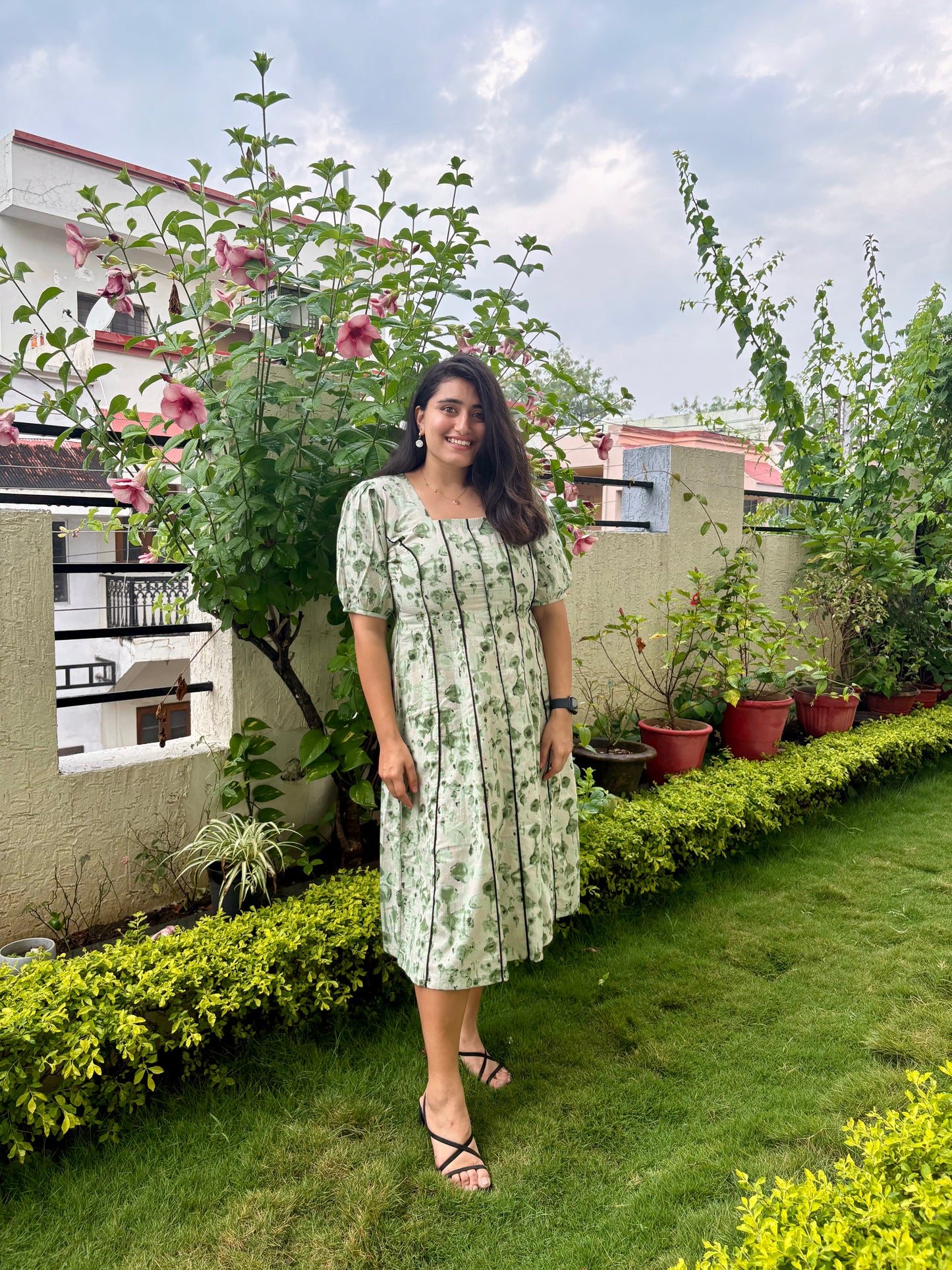 Green Abstract Printed Dress