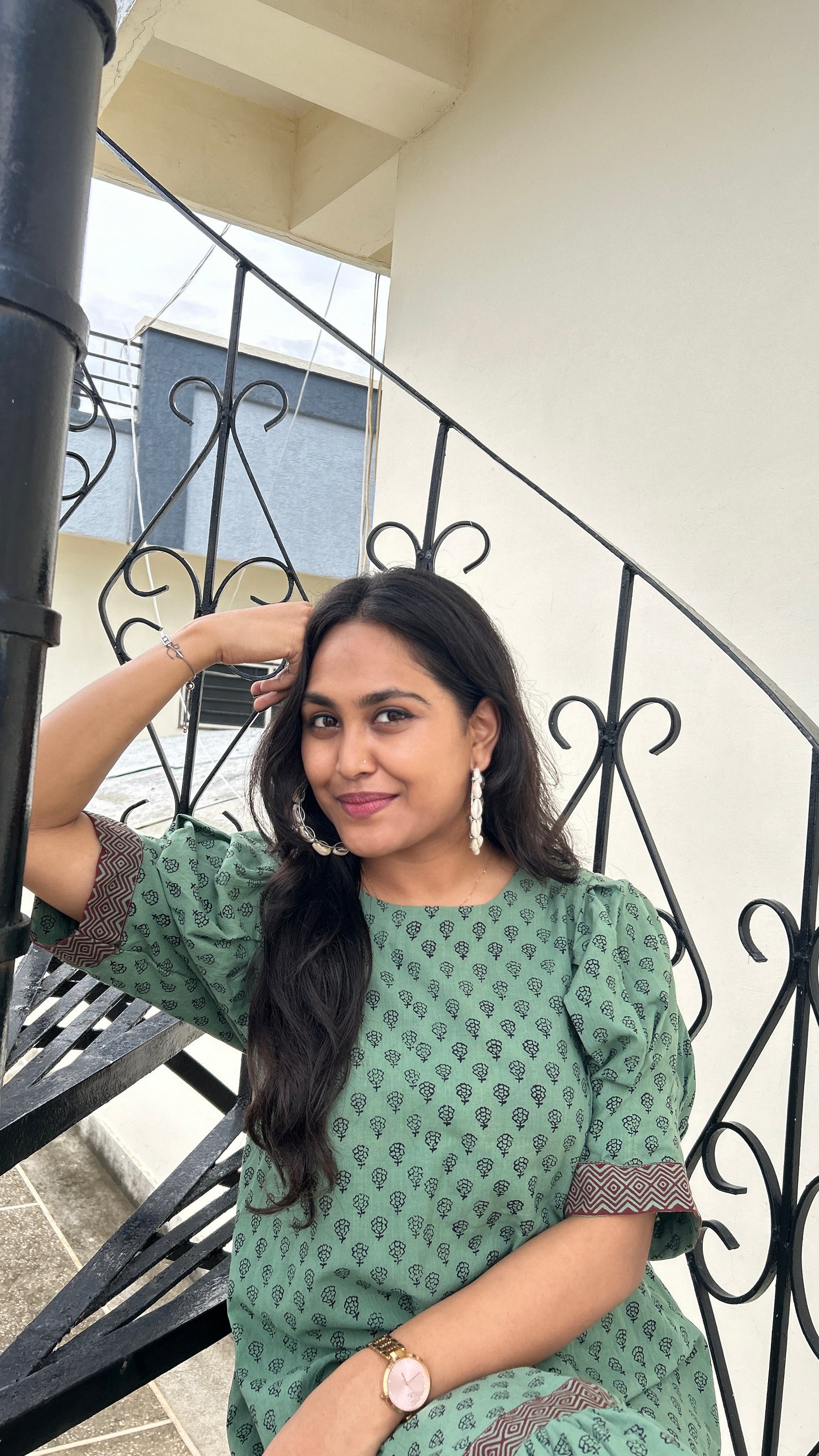 Earthy Elegance Block Print Dress