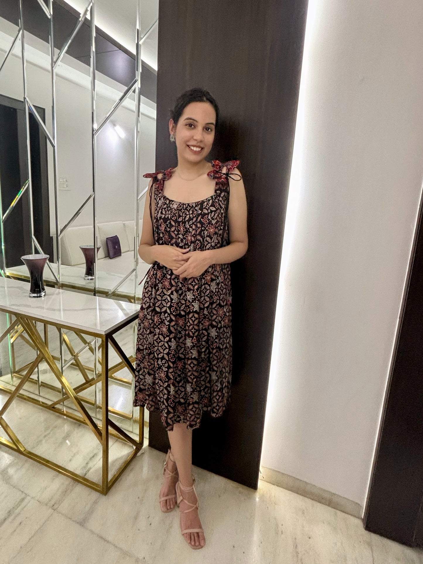 Black Ajrakh Flora Dress