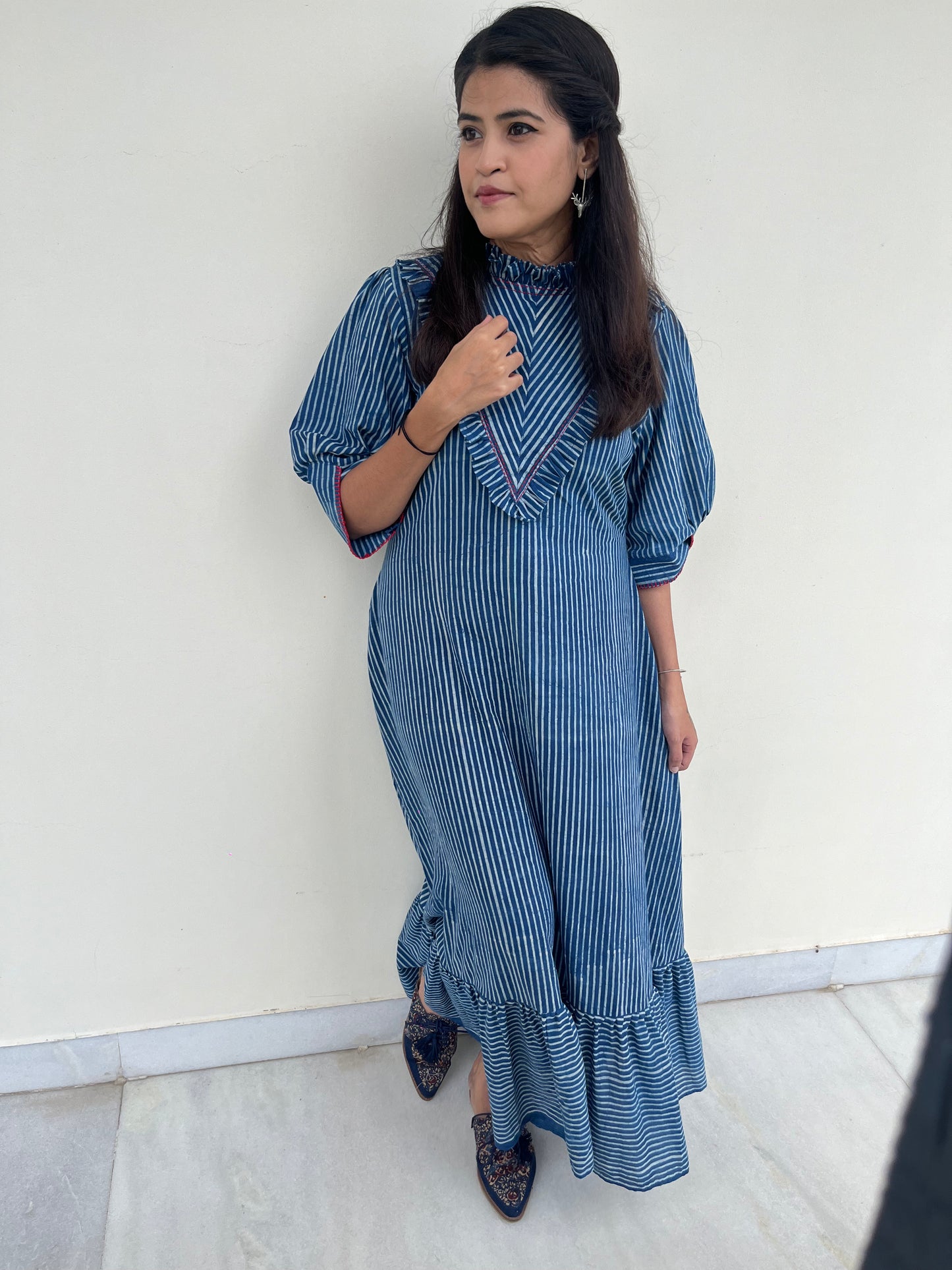 Indigo Striped Veda Dress
