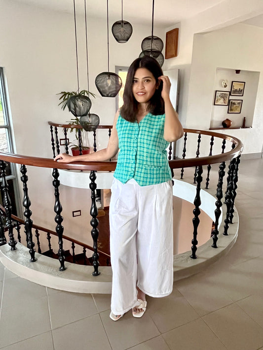 Jute Checkered Waistcoat