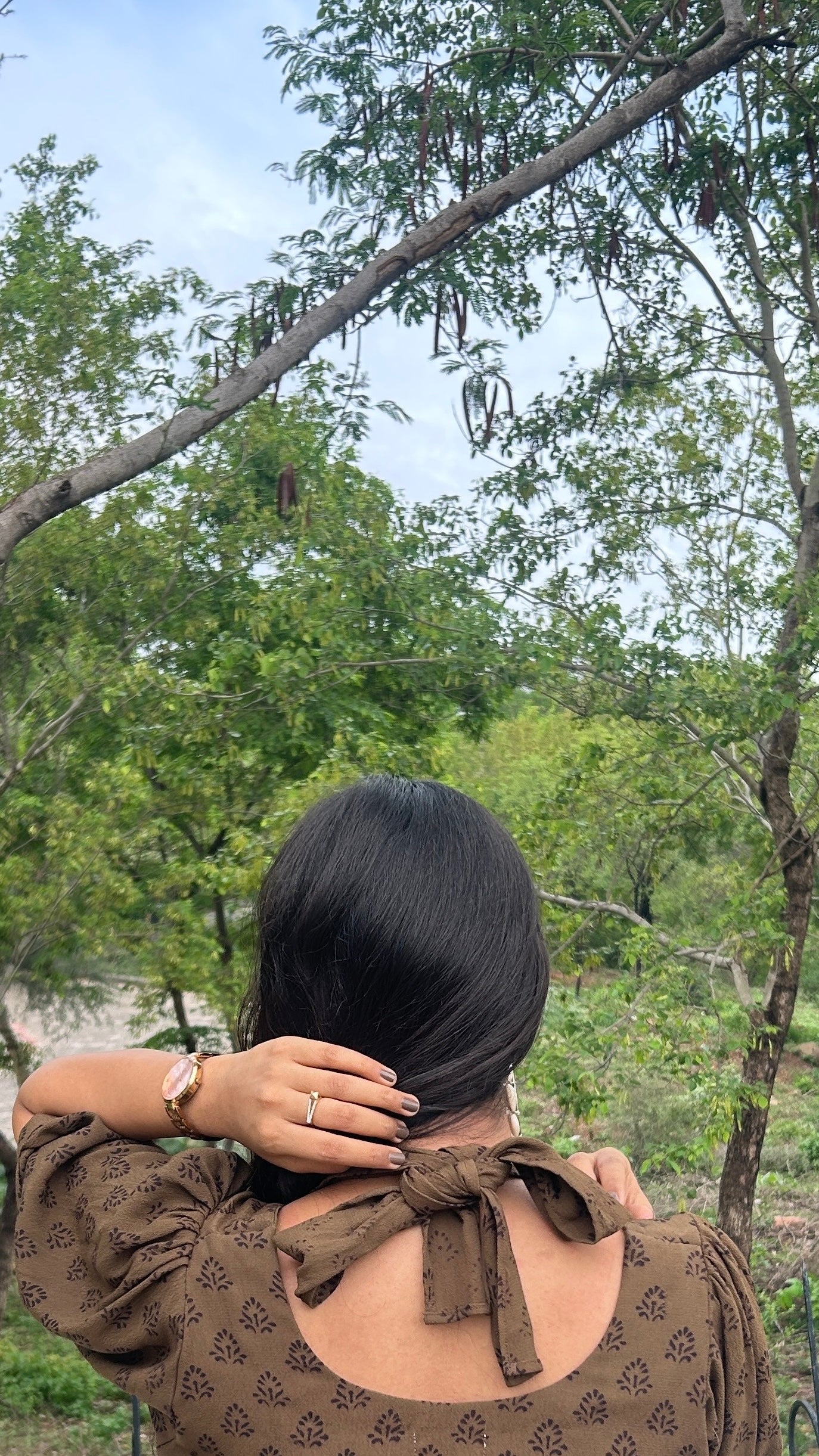 Dark Green Handblock Printed Dress