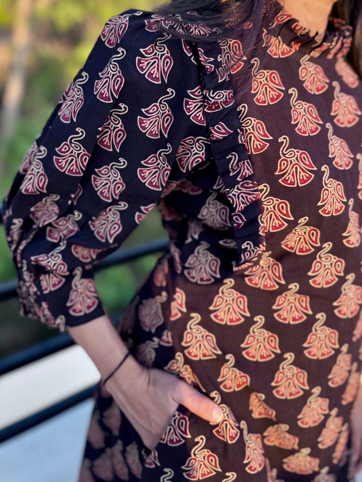 Midnight Soirée Ajrakh Dress