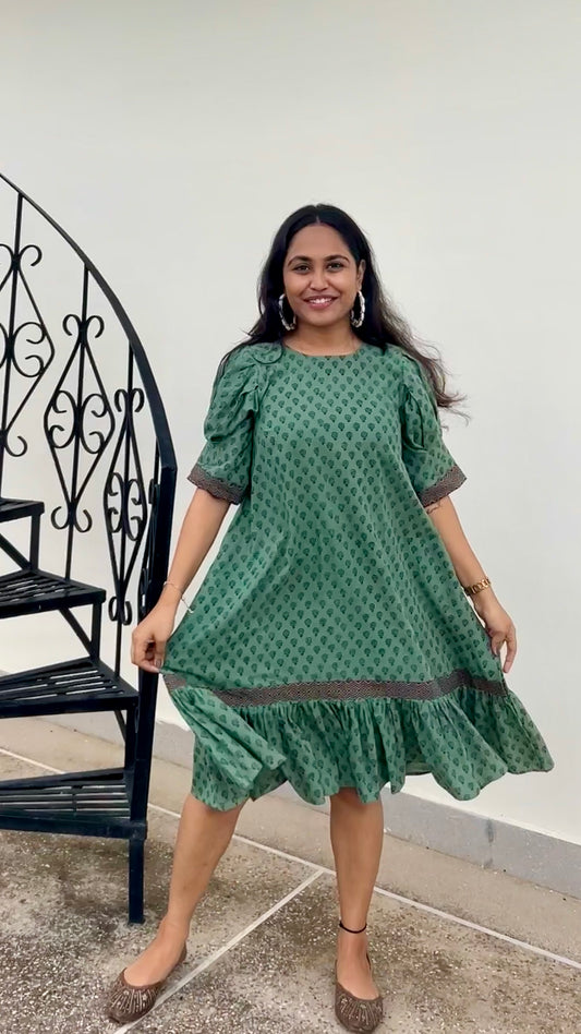 Earthy Elegance Block Print Dress