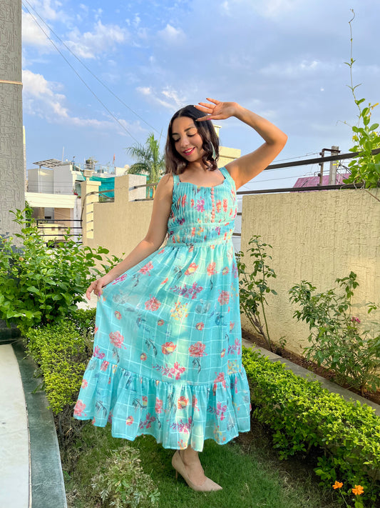 Blue Floral Pia Dress
