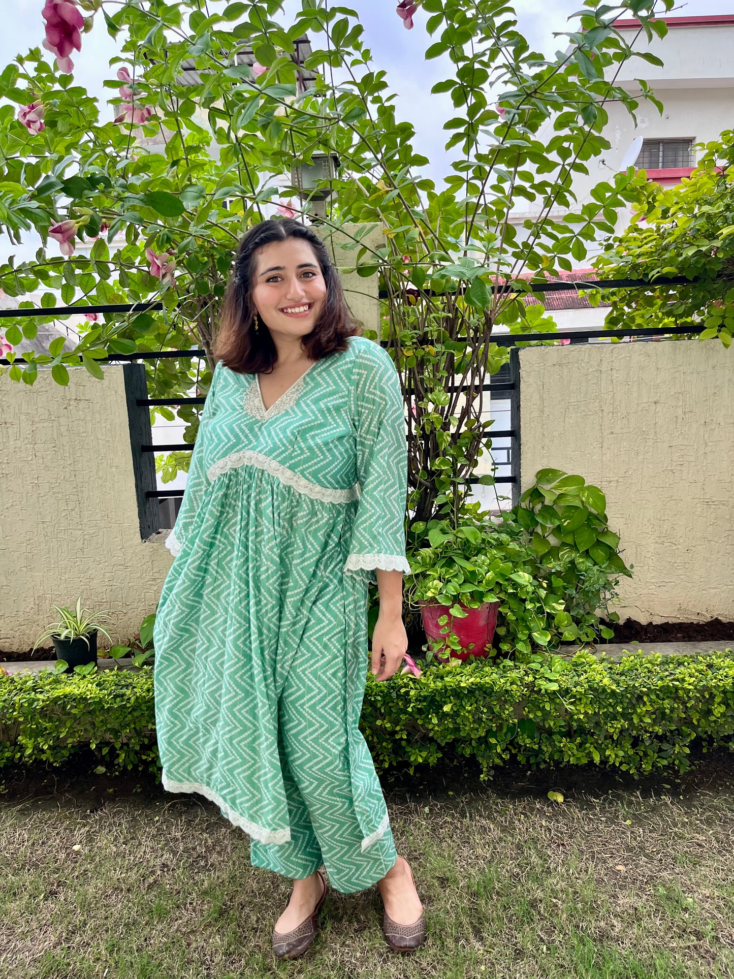 Minty Bandhani Kurta Set