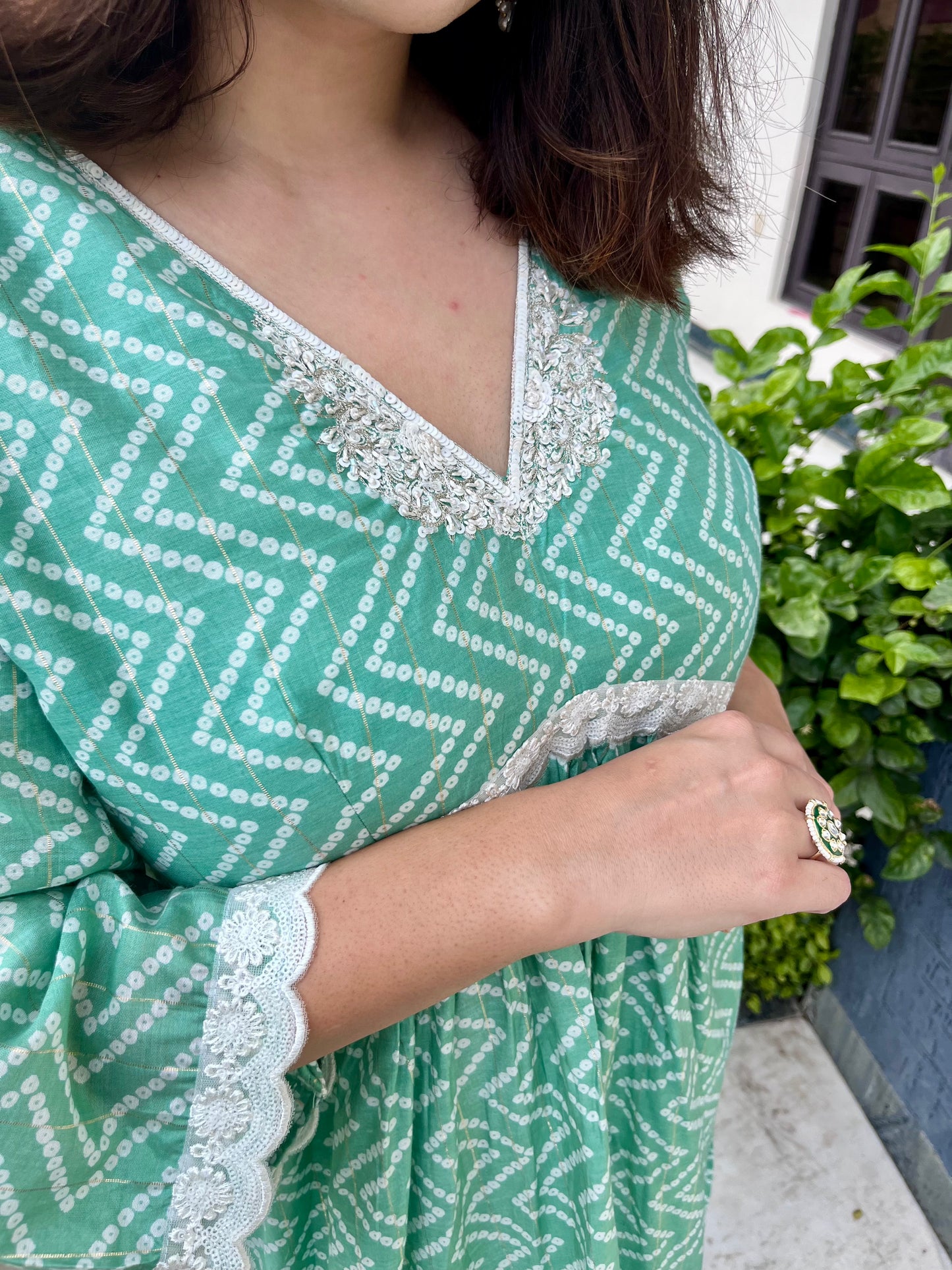 Minty Bandhani Kurta Set