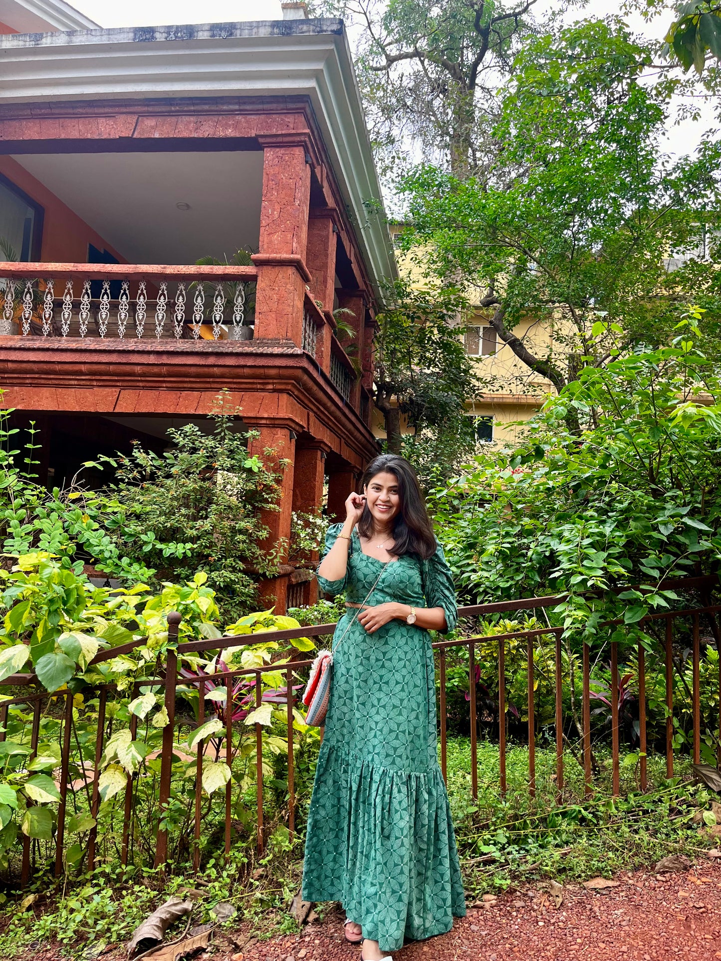 Dark Green Skirt Set