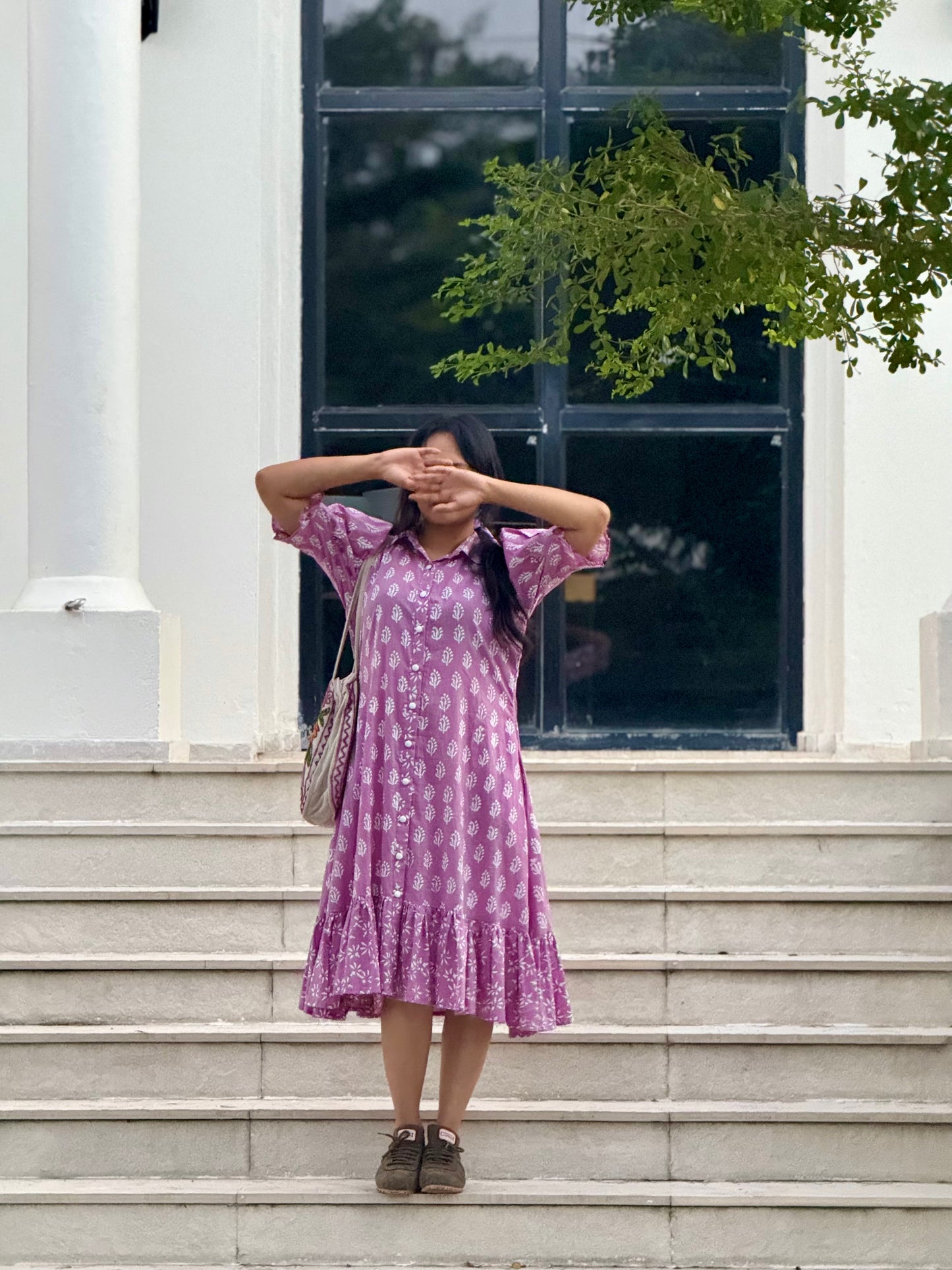 Lilac Handblock Printed Dress