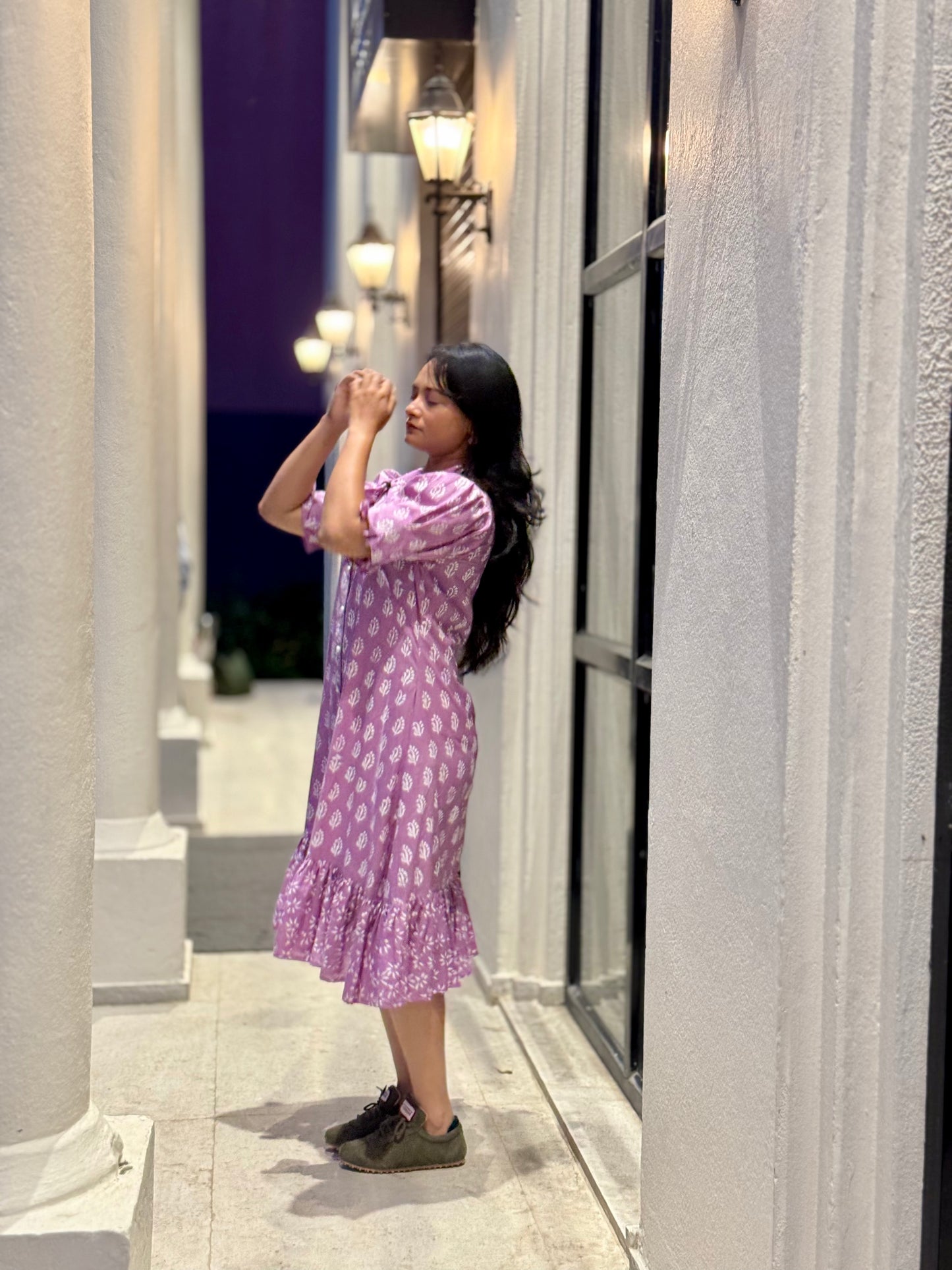 Lilac Handblock Printed Dress