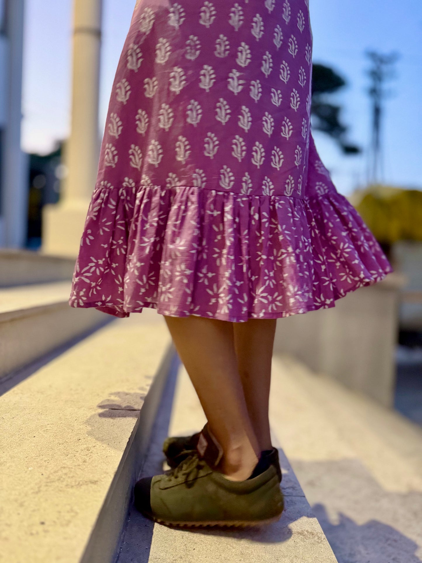 Lilac Handblock Printed Dress