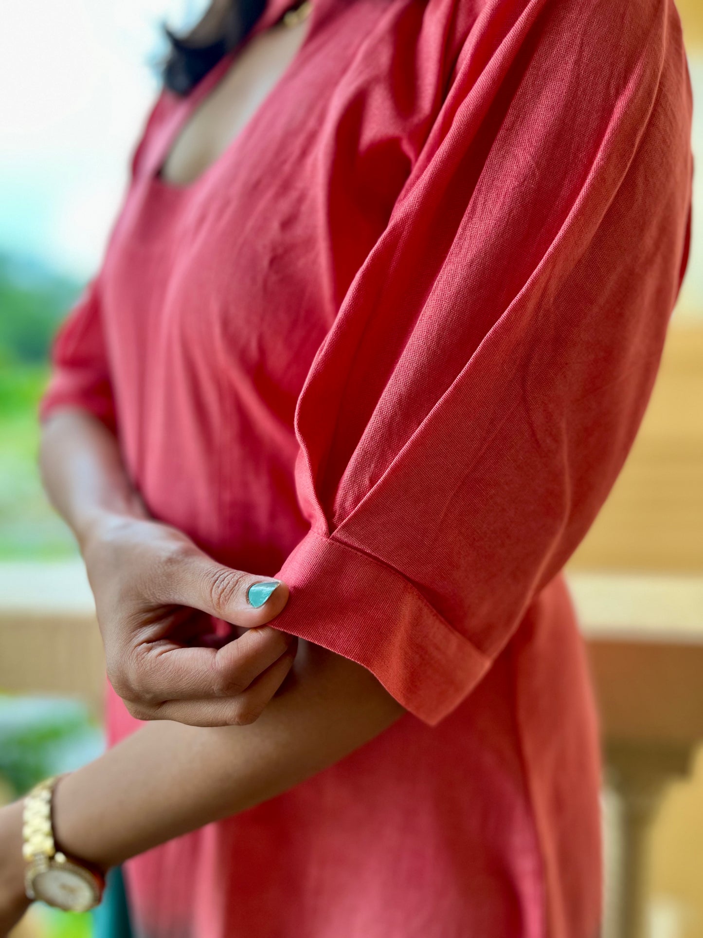 Coral Teal Blossom Dress