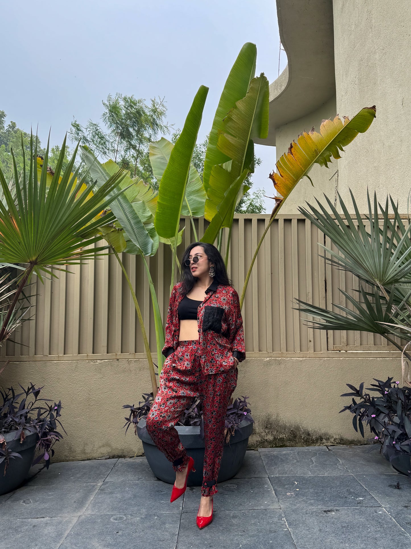 Dark Red Modal Ajrakh Co-ord