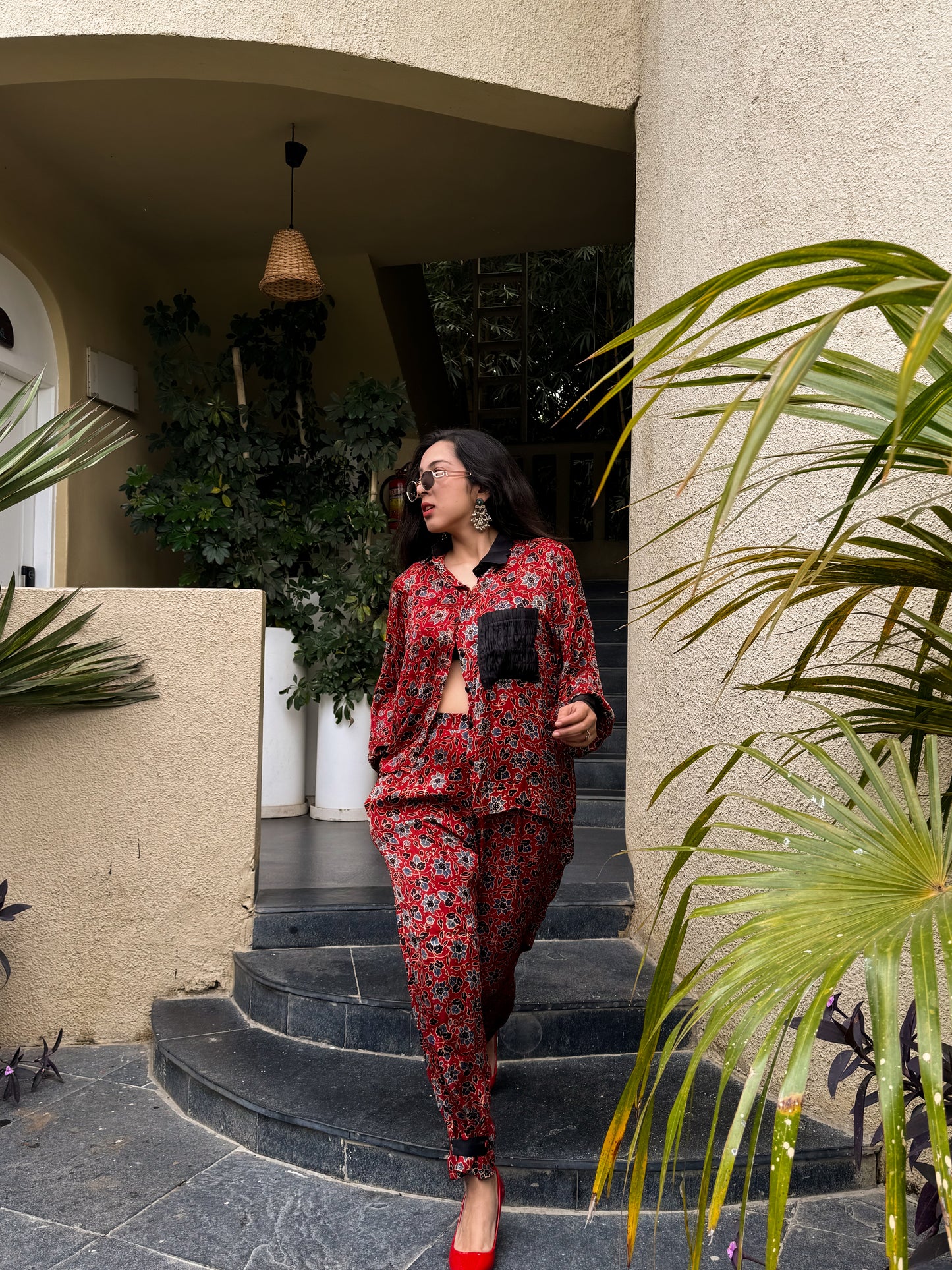 Dark Red Modal Ajrakh Co-ord